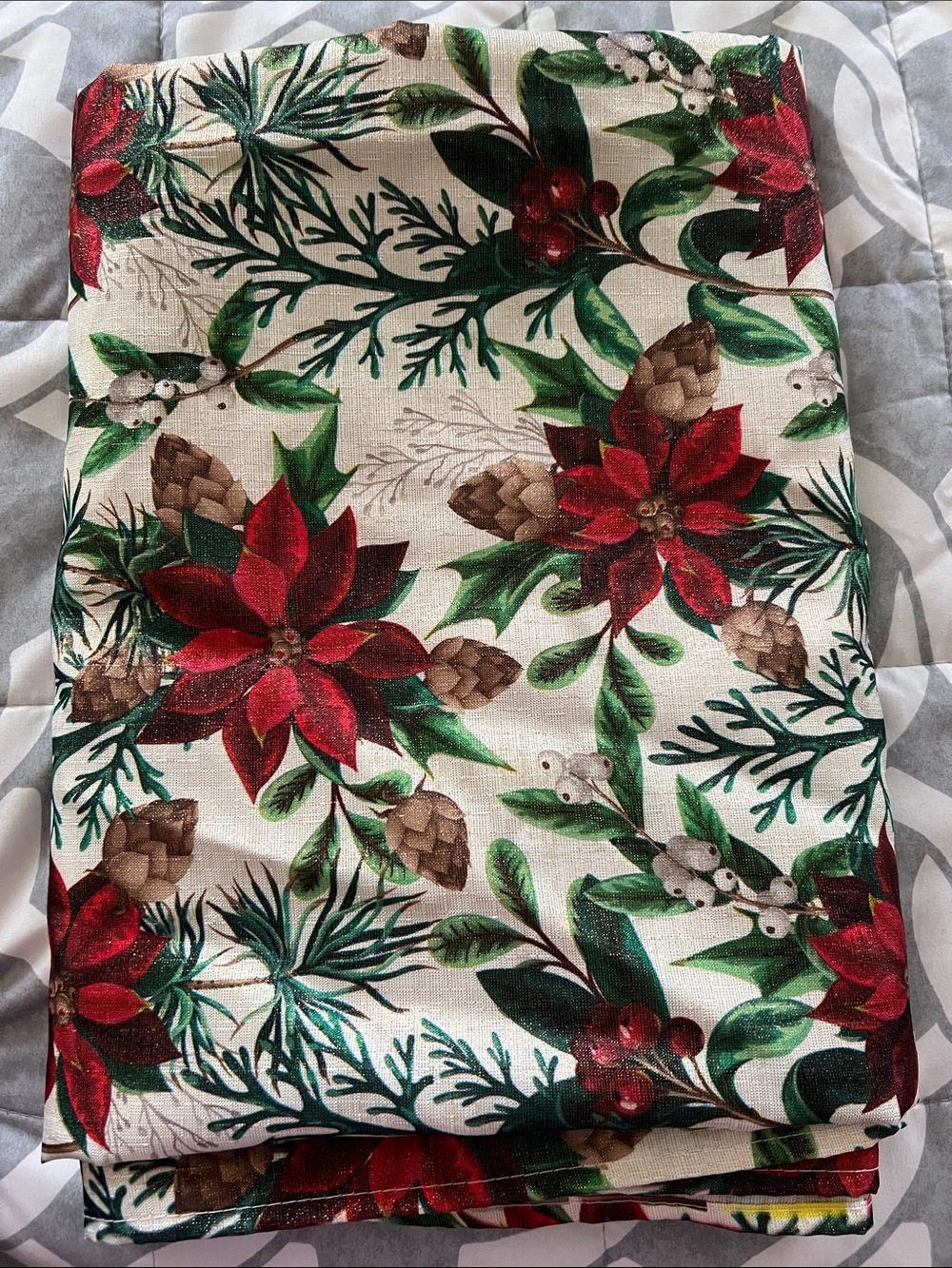 Red Poinsettia Waterproof Tablecloth